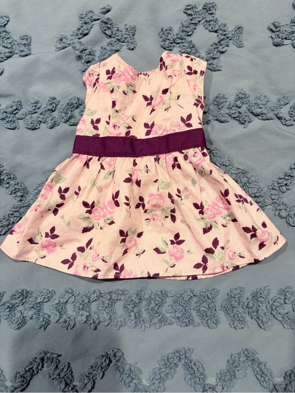 American Girl Pink Floral Dress Purple Ribbon 18” Doll Outfit